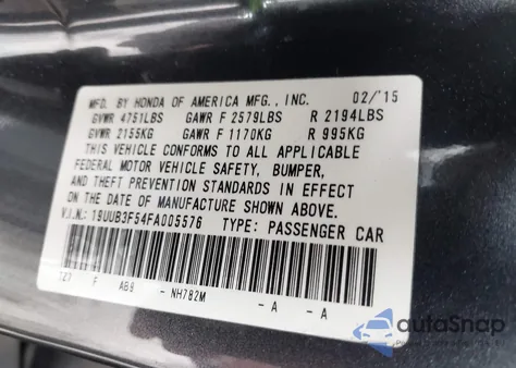 2015 Acura Tlx V6 Tech from USA, damaged, VIN 19UUB3F54FA005576